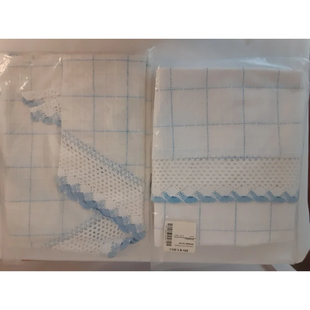 Adirondack Cotton Blu & Wht Curtains 2 Panels 30